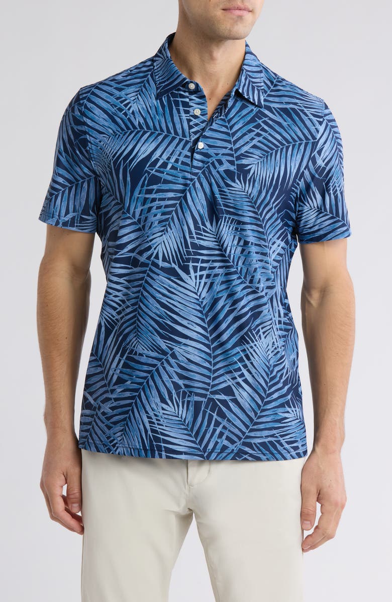 Reyn Spooner Palm Printed Polo, Main, color, Blue Opal