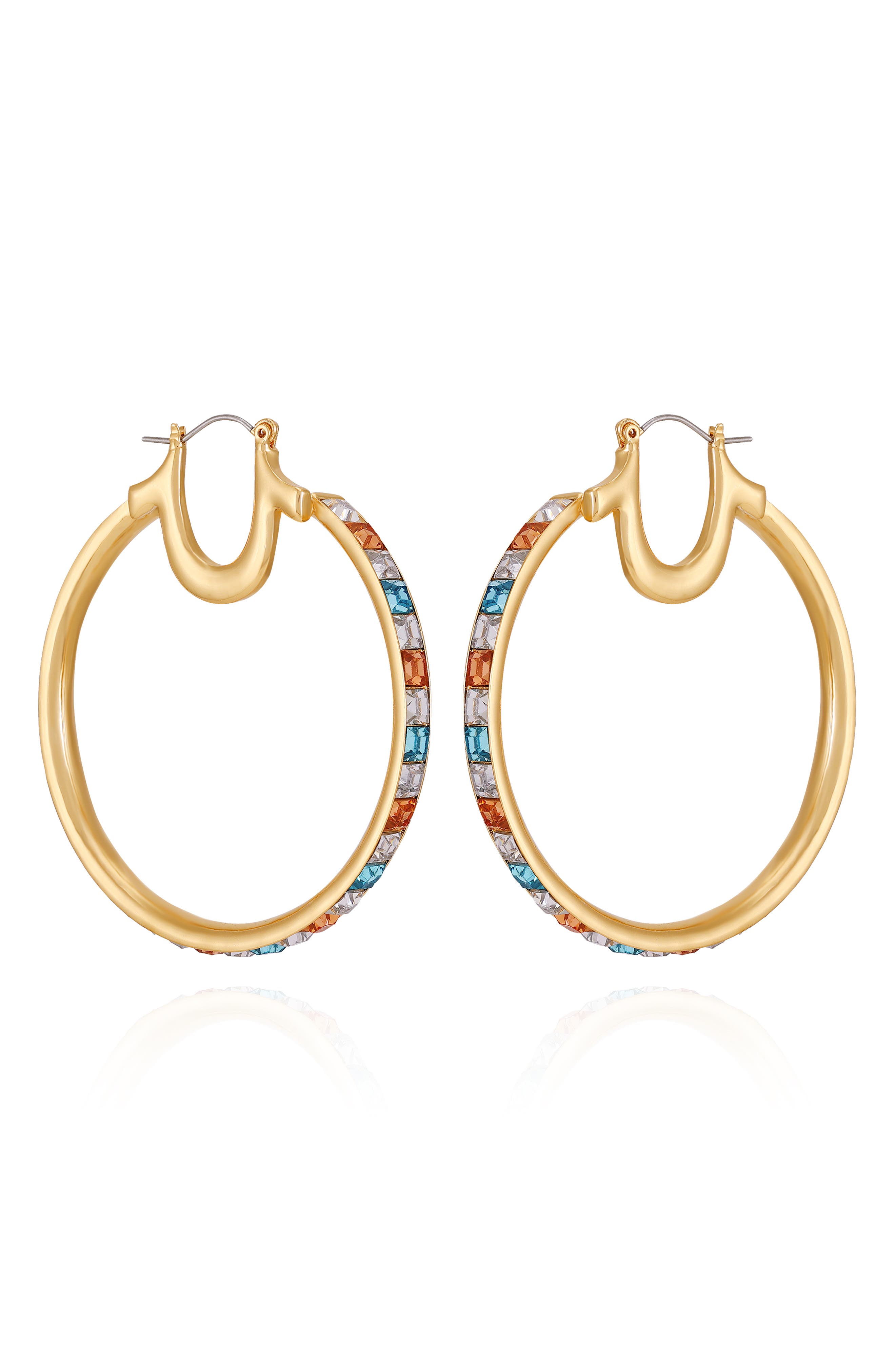 True Religion Crystal Hoop Earrings