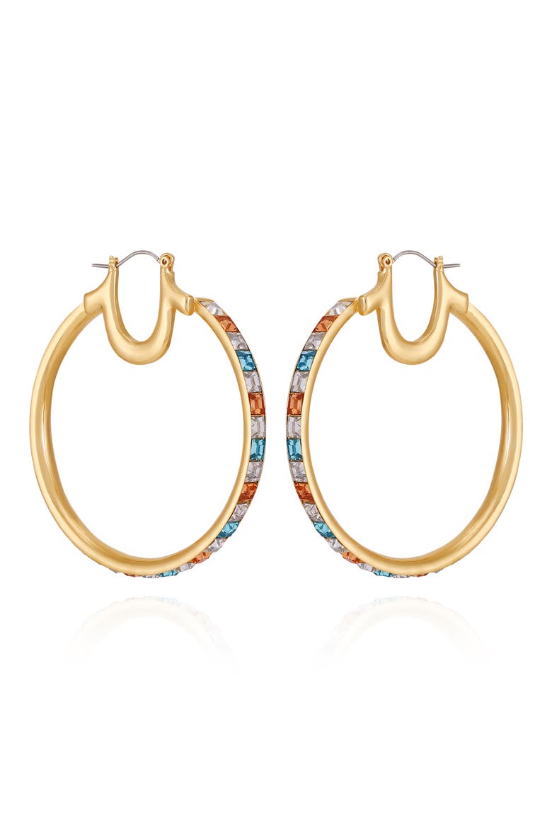 Crystal Hoop Earrings, Main, color, GOLD TONE