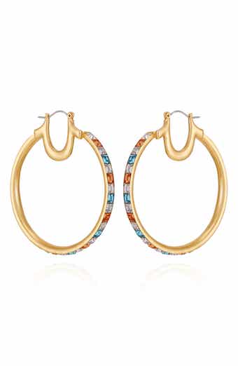 True Religion Crystal Hoop Earrings