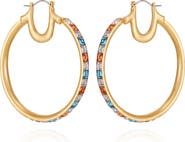 True Religion Crystal Hoop Earrings
