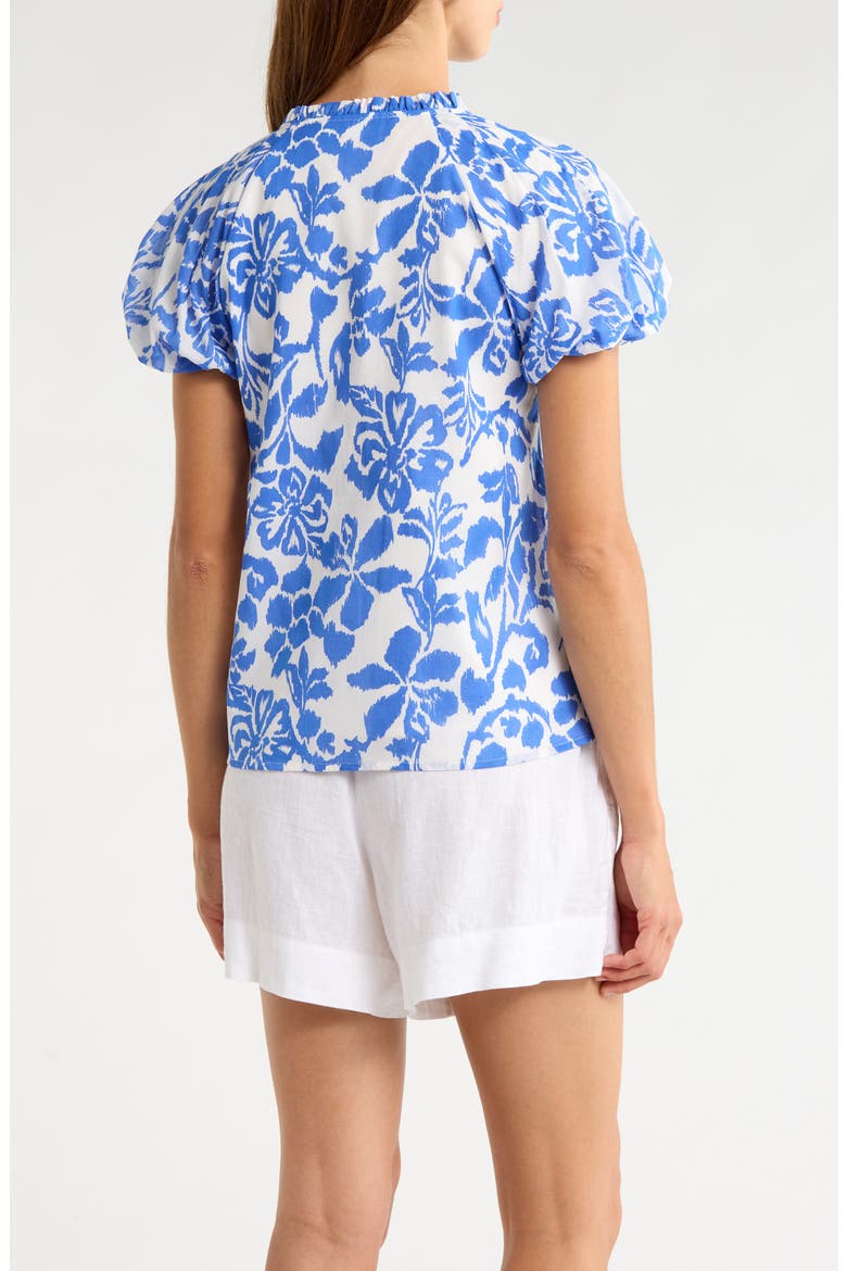 Shia Floral Avy Puff Sleeve Button-Up Shirt, Alternate, color, WHTE BLUE