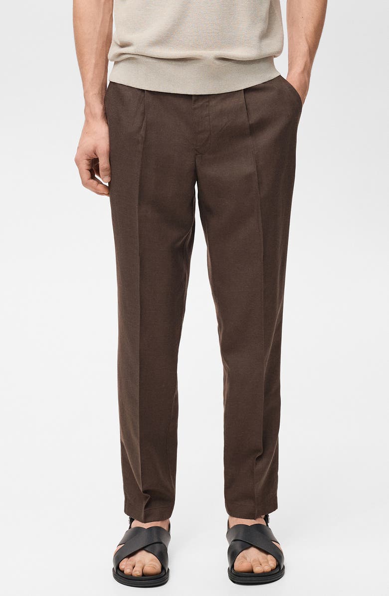 MANGO Regular Fit Tencel<sup>™</sup> Lyocell & Linen Pants, Main, color, 