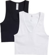 90 DEGREE BY REFLEX Seamless V-Neck Rib Crop Tank