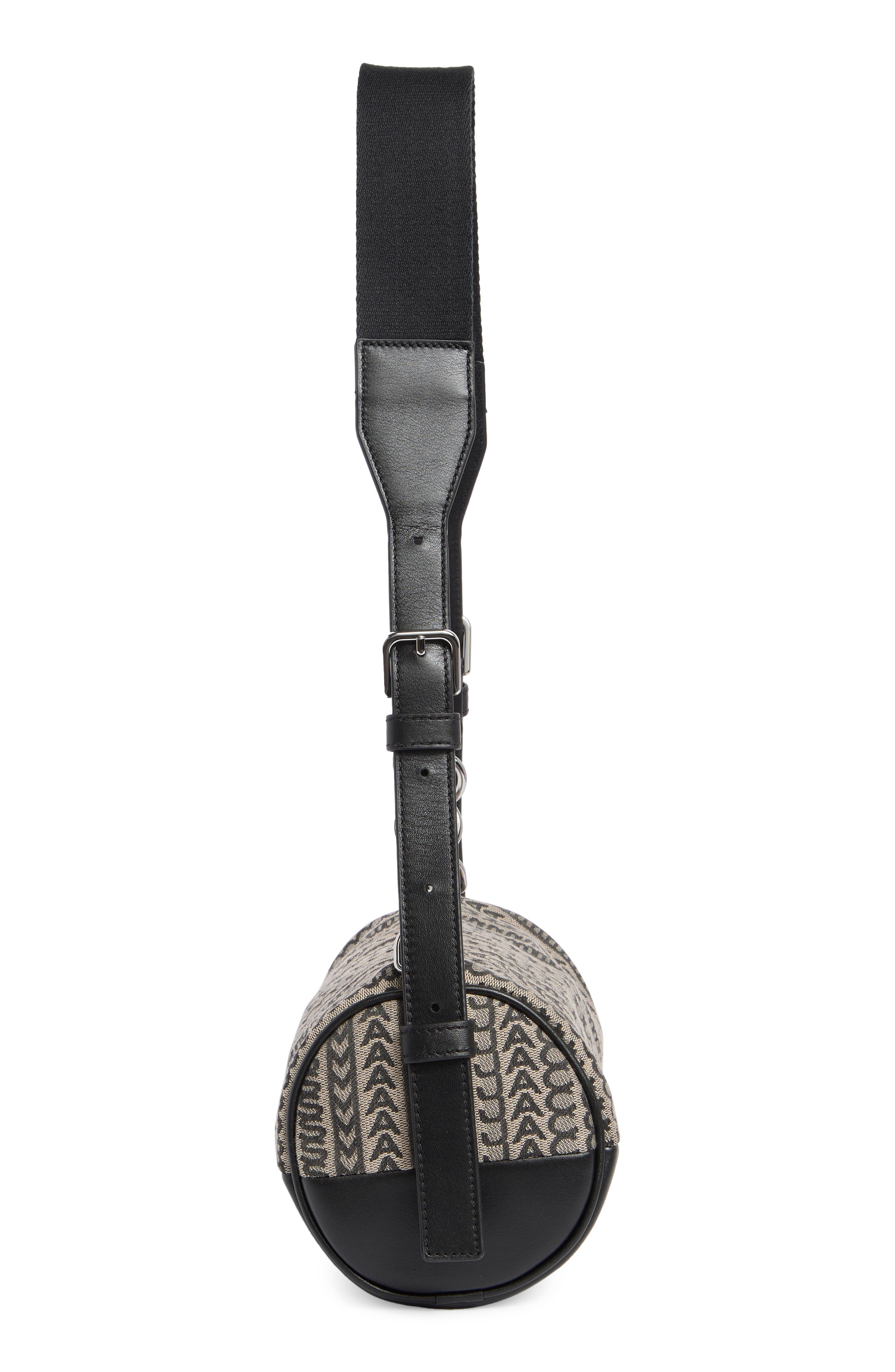 Logo Jacquard & Leather Barrel Shoulder Bag, Alternate, color, BEIGE MULTI