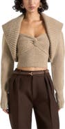 Manière De Voir Emya 2-in-1 Knit Shrug With Twisted Bandeau Top