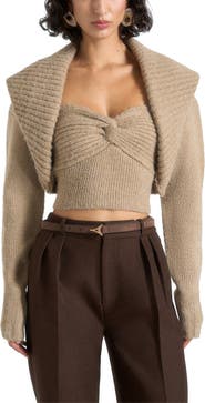 Manière De Voir Emya 2-in-1 Knit Shrug With Twisted Bandeau Top