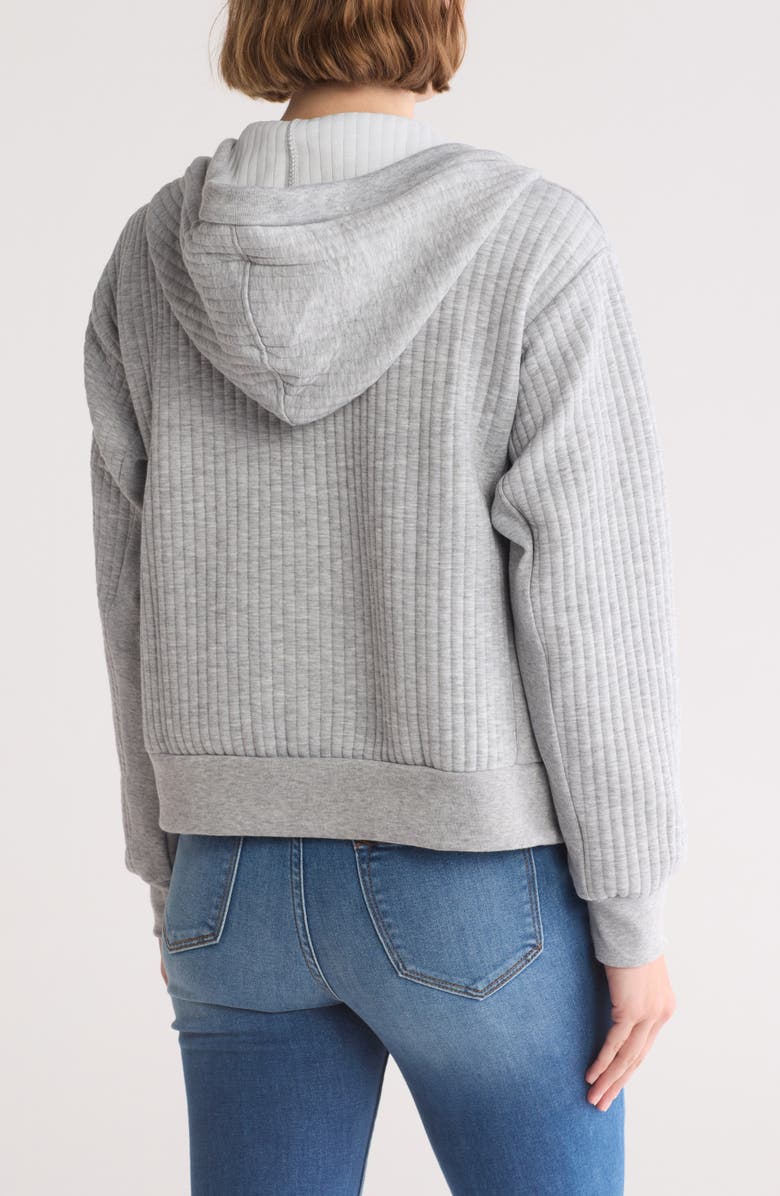 T Tahari Rib Knit Zip Hoodie, Alternate, color, Dusk Grey Heather