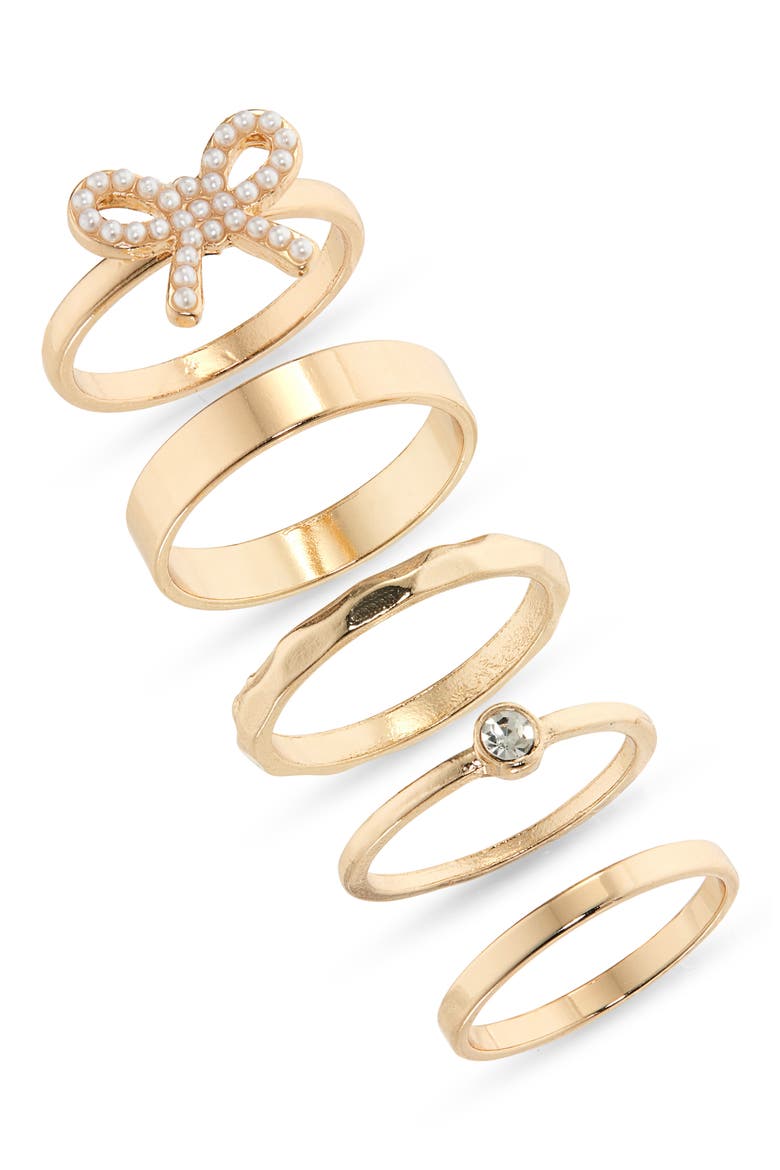 Set of 5 Assorted Rings, Main, color, GOLD