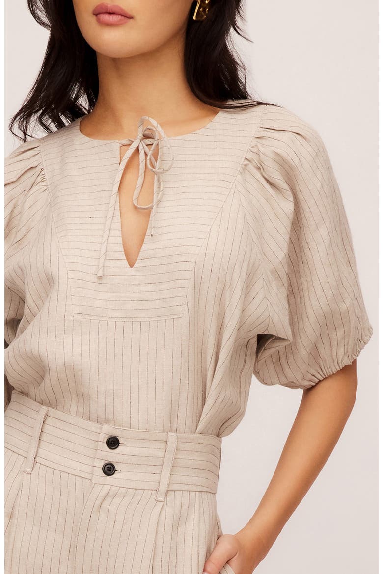 Imogen Pinstripe Puff Sleeve Top, Alternate, color, IVORY STRIPE