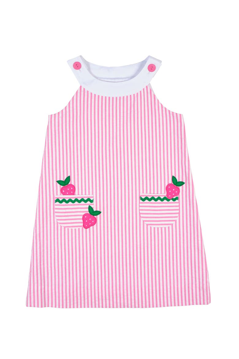 Seersucker Dress With Strawberries, Main, color, Pink/White