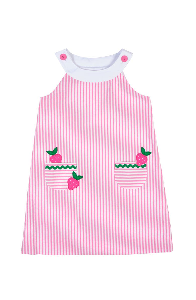 Florence Eiseman Seersucker Dress With Strawberries, Main, color, Pink/White