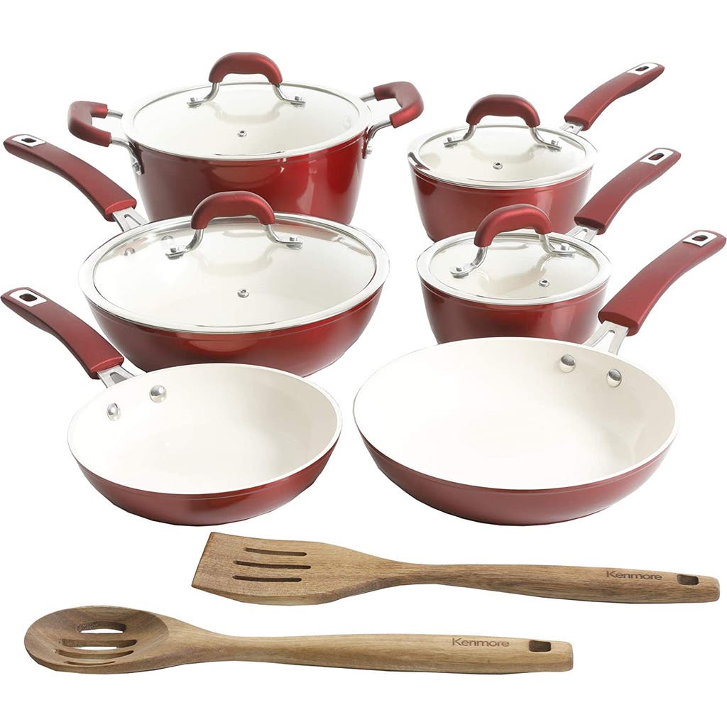 Kenmore Arlington 12 Piece Aluminum Ceramic Coated Nonstick Cookware Set In Multi