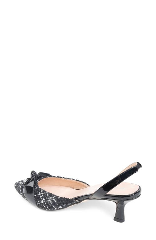 Patricia Green Paris Bow Slingback Pointed Toe Kitten Heel Pump In Black