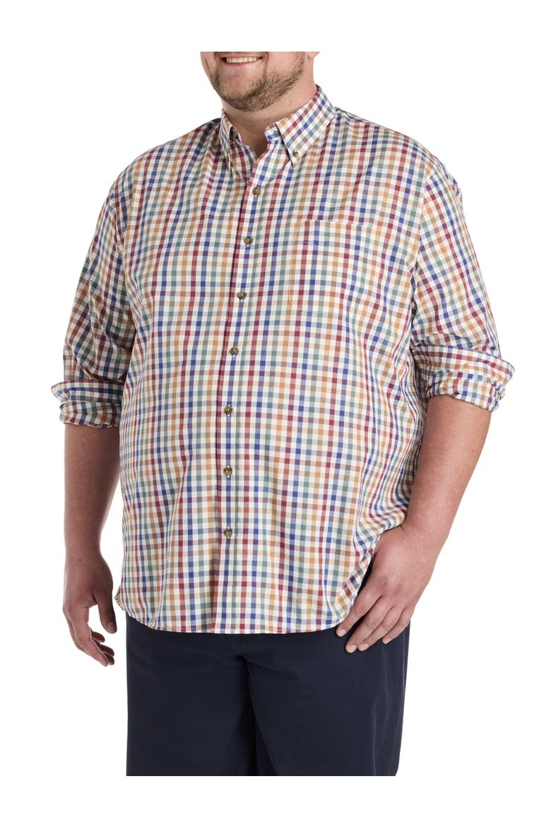 Big & Tall Easy-Care Small Plaid Sport Shirt, Main, color, MULTI