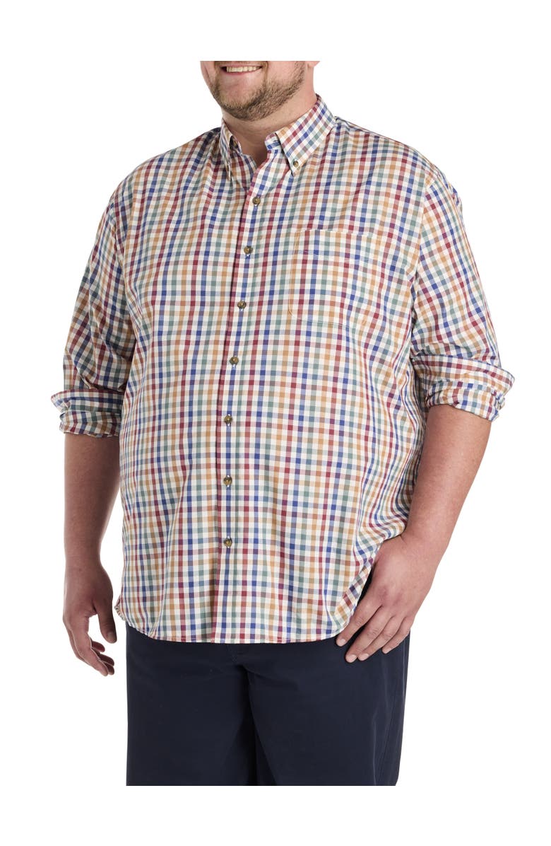 Harbor Bay by DXL Big & Tall Easy-Care Small Plaid Sport Shirt, Main, color, Multi