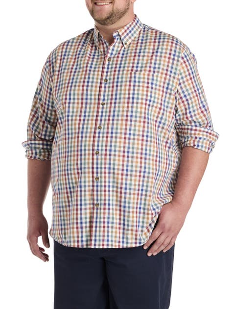 Big & Tall Easy-Care Small Plaid Sport Shirt