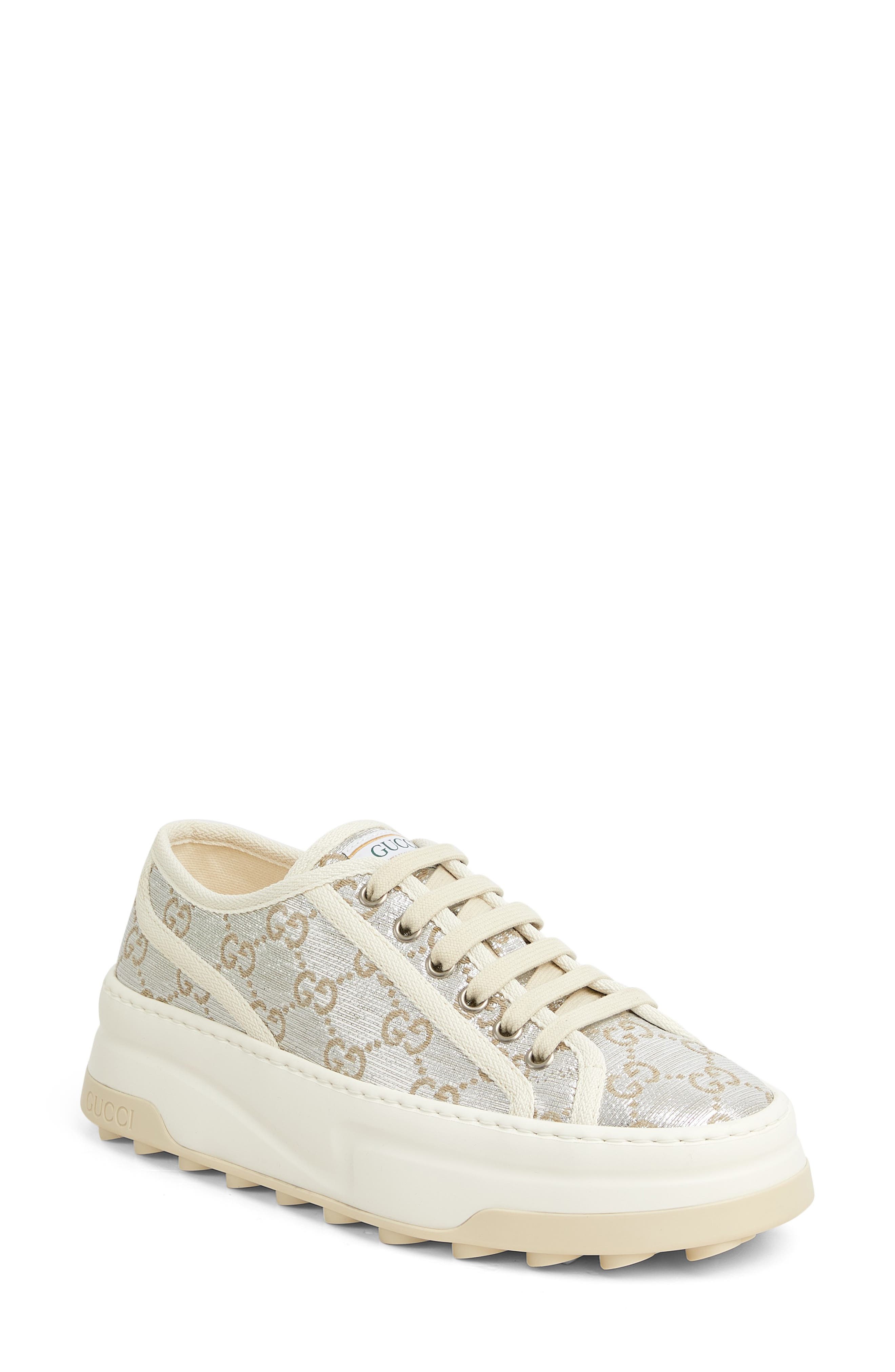 Gucci Tennis 1977 Platform Sneaker, Main, color, Silver