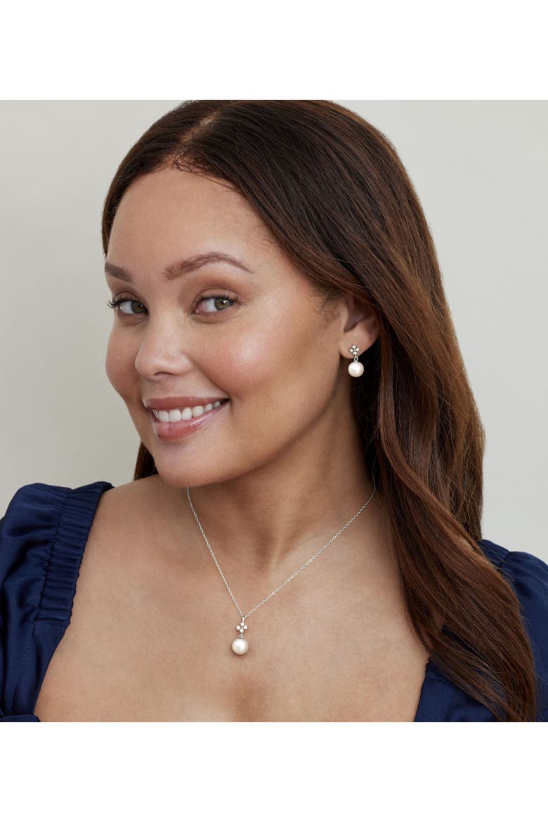Freshwater Pearl & Diamond Millie Earrings, Alternate, color, White Gold