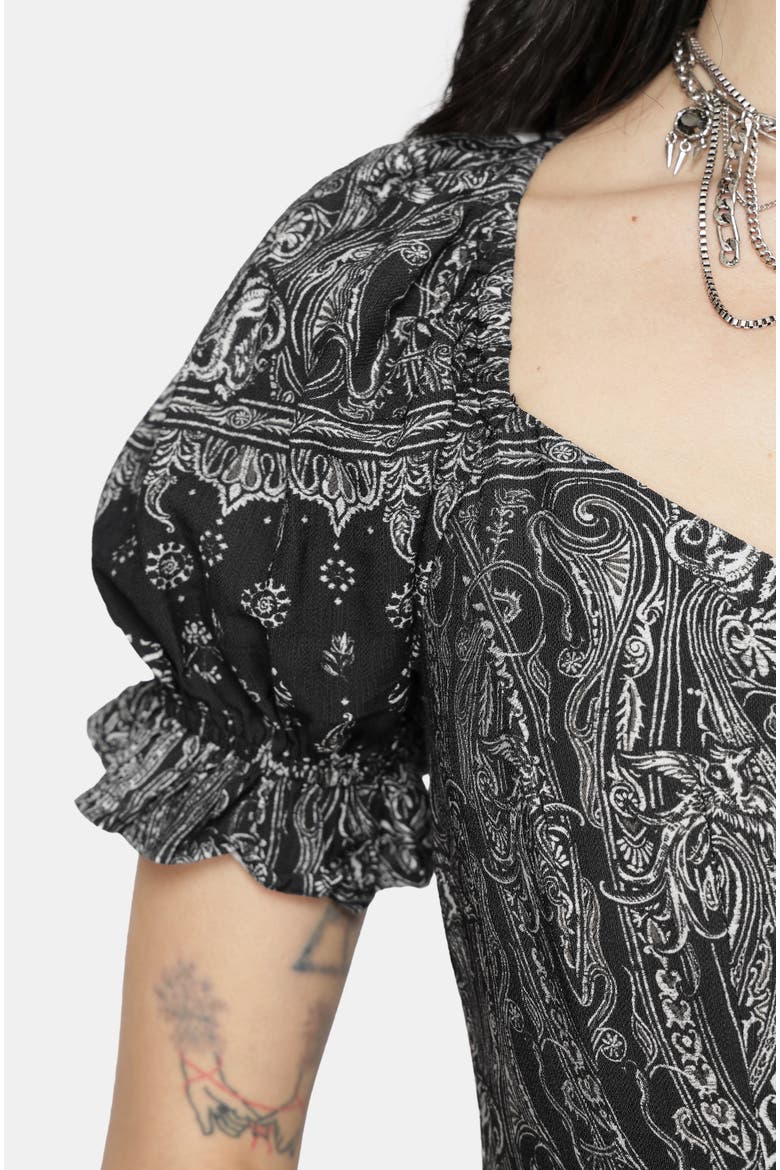 Zelira Paisley Print Midi Dress, Alternate, color, Black
