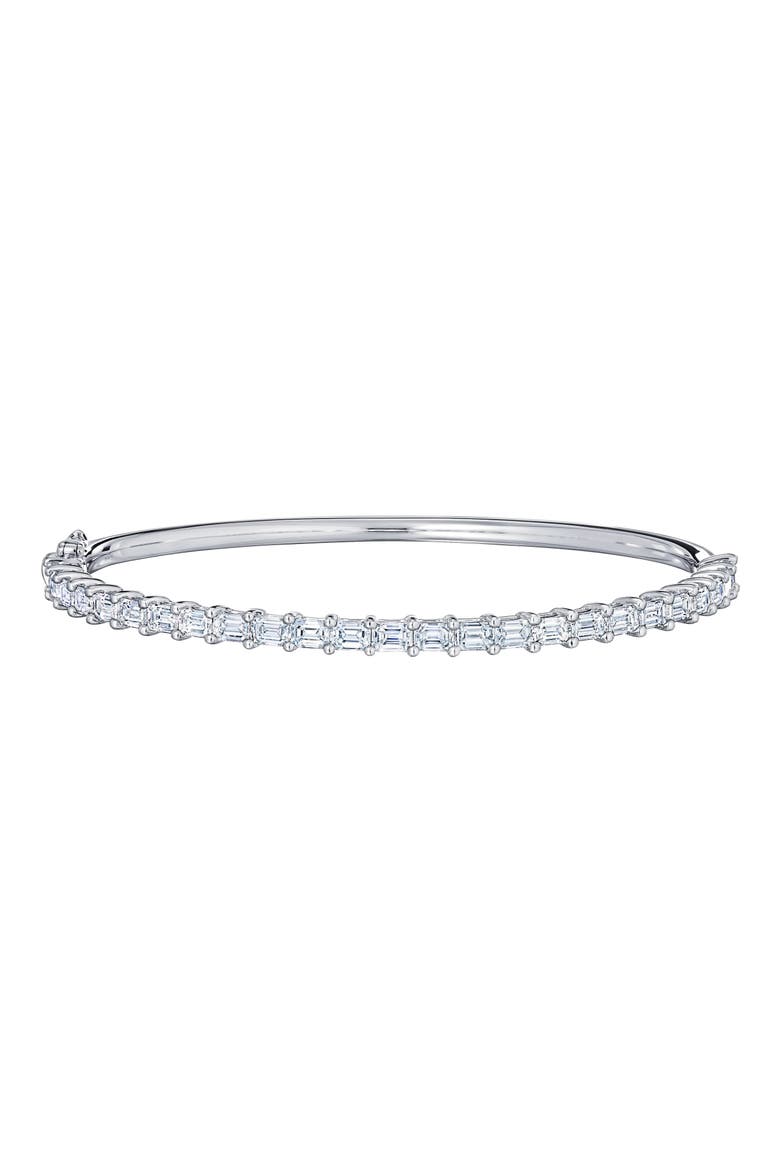 Eclipse Emerald Cut Diamond Bangle, Main, color, WHITE GOLD