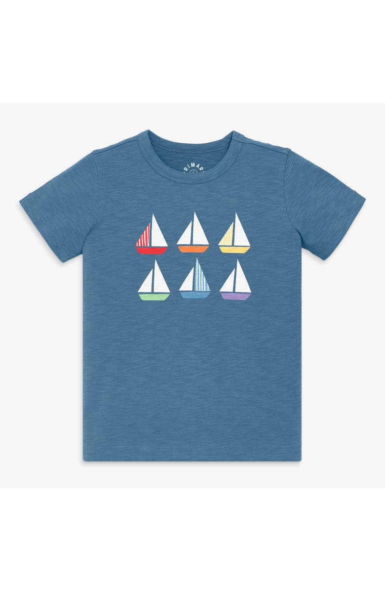 Primary Kids Rainbow Sailboats Tee, Main, color, Moonlight Rainbow Sailboats