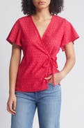 Loveappella Eyelet Wrap Top