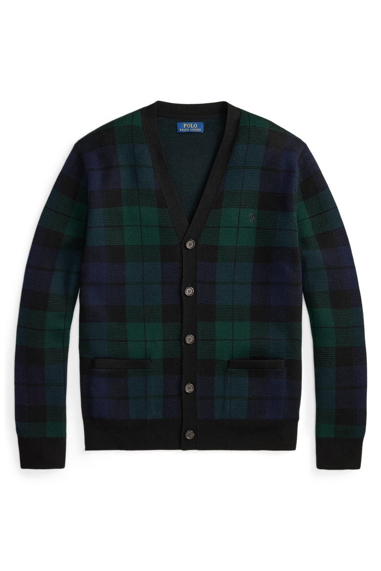 Plaid Wool Cardigan, Alternate, color, MULTI
