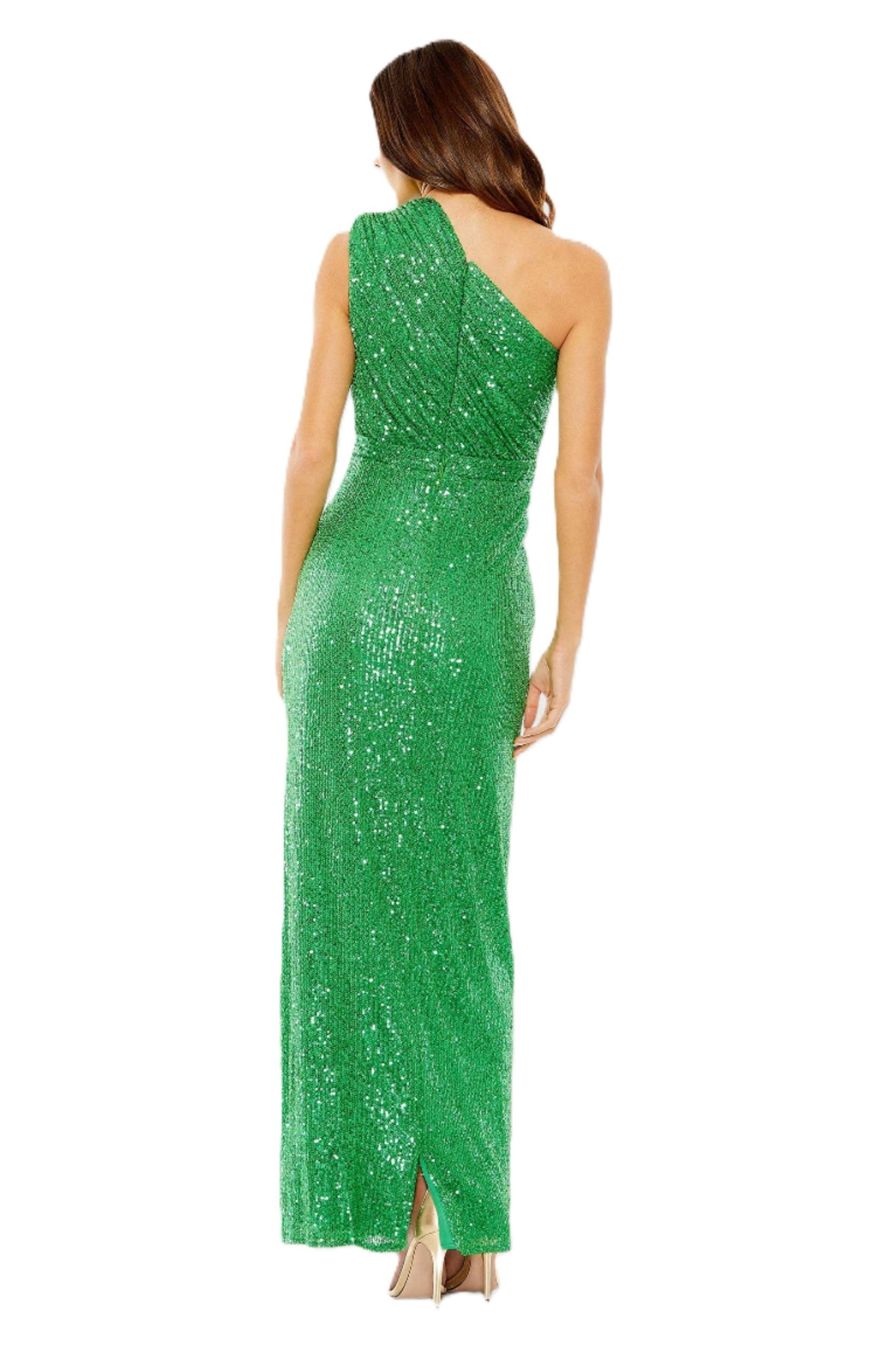Women's One Shoulder Ruched Sequin Evening Gown - image 4