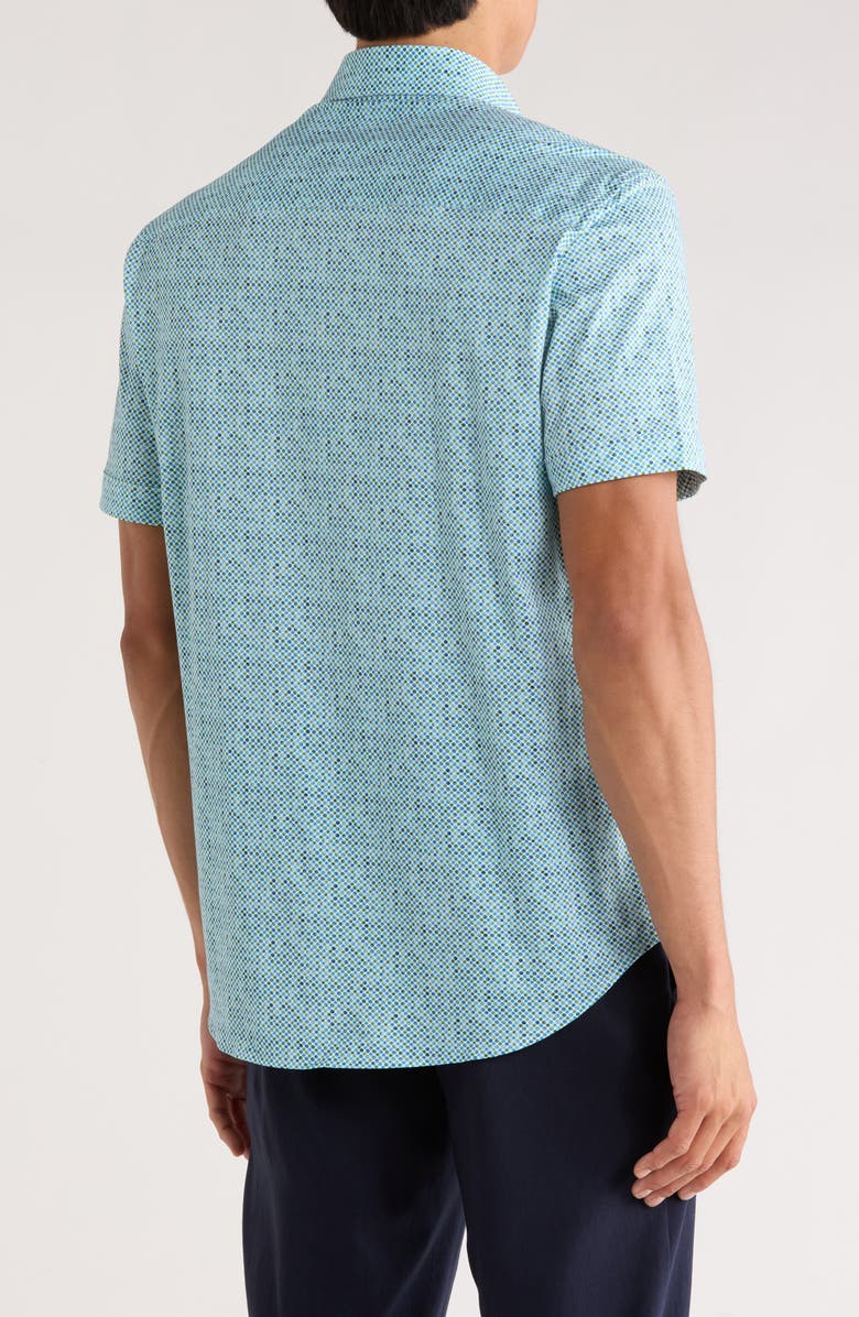Bugatchi Miles OoohCotton<sup>®</sup> Short Sleeve Button-Up Shirt, Alternate, color, Cactus