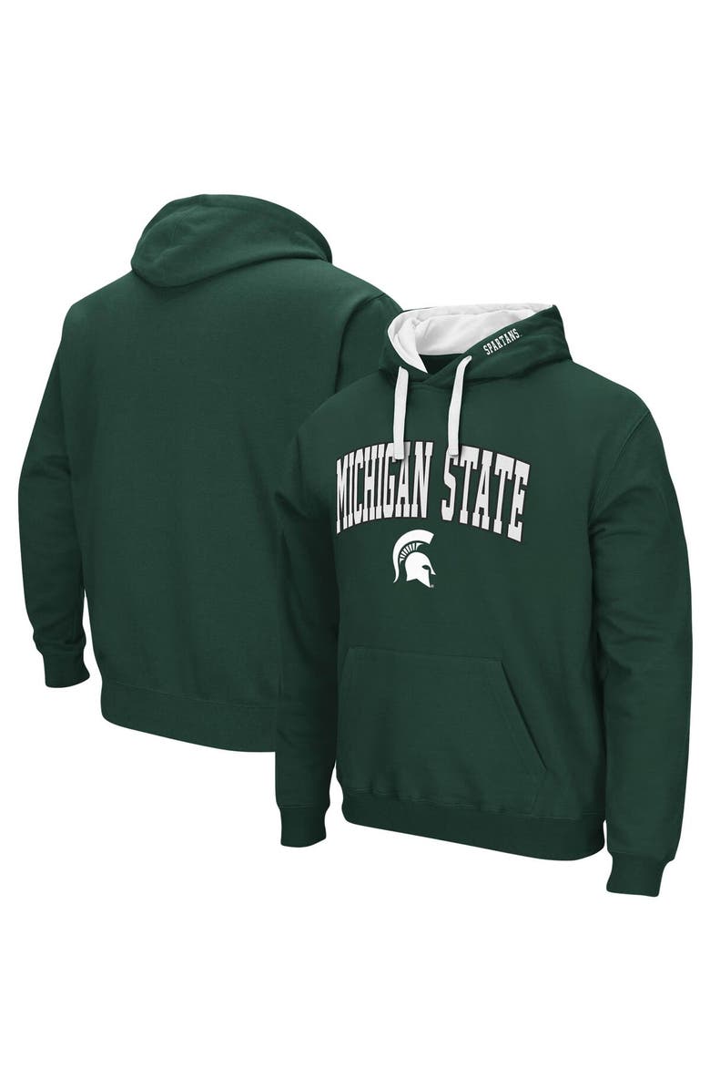 COLOSSEUM Men's Colosseum Green Michigan State Spartans Big & Tall Arch & Logo 2.0 Pullover Hoodie, Main, color, 