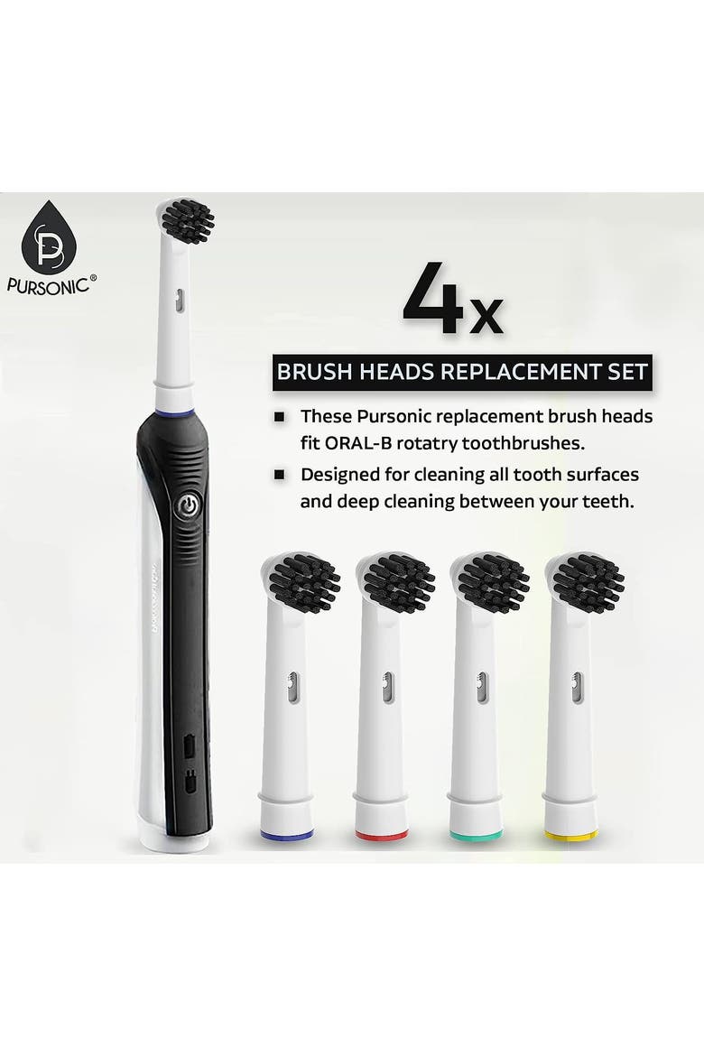 Charcoal Infused Bristles Electric Toothbrush Replacement Brush Heads, Alternate, color, White