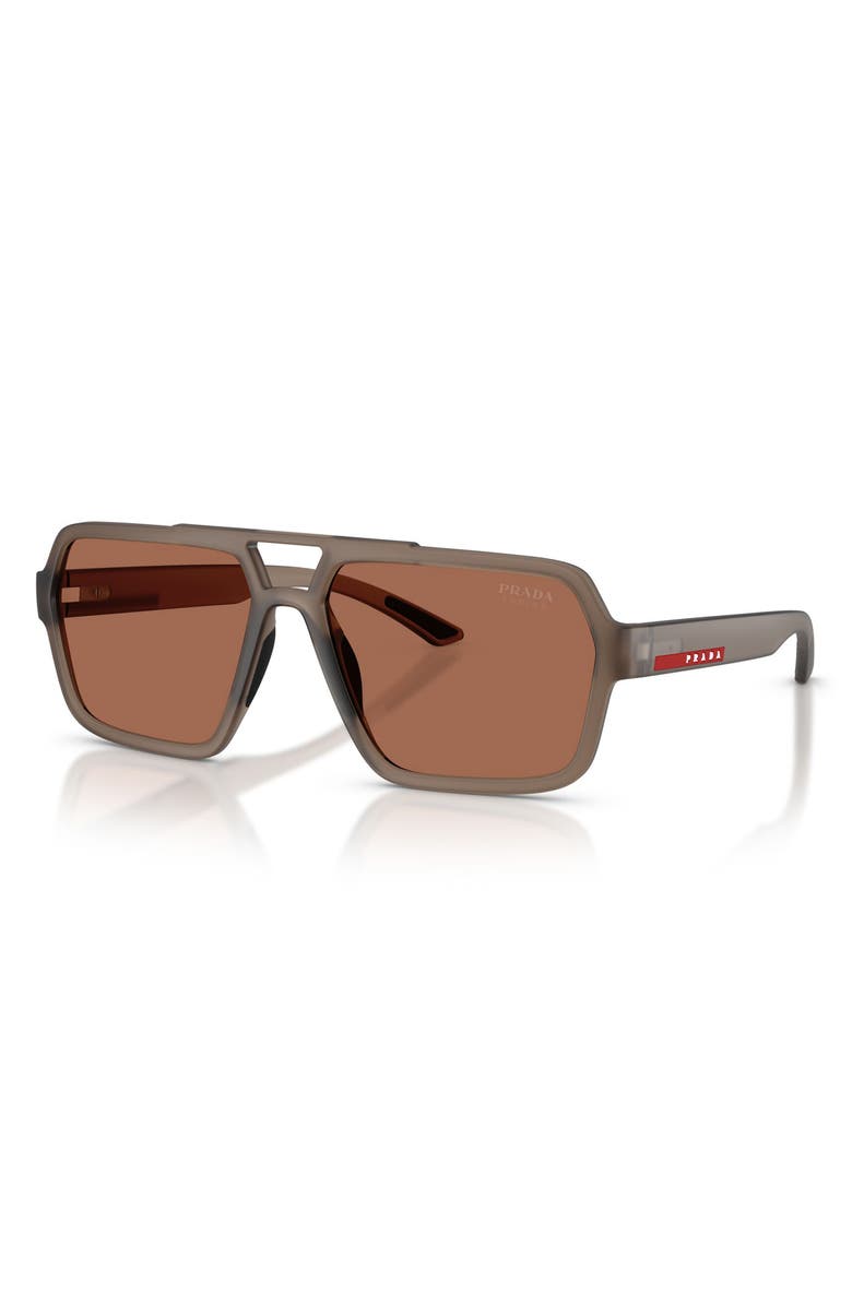 Prada Linea Rossa 59mm Pilot Sunglasses, Alternate, color, Transparent Brown / Brown