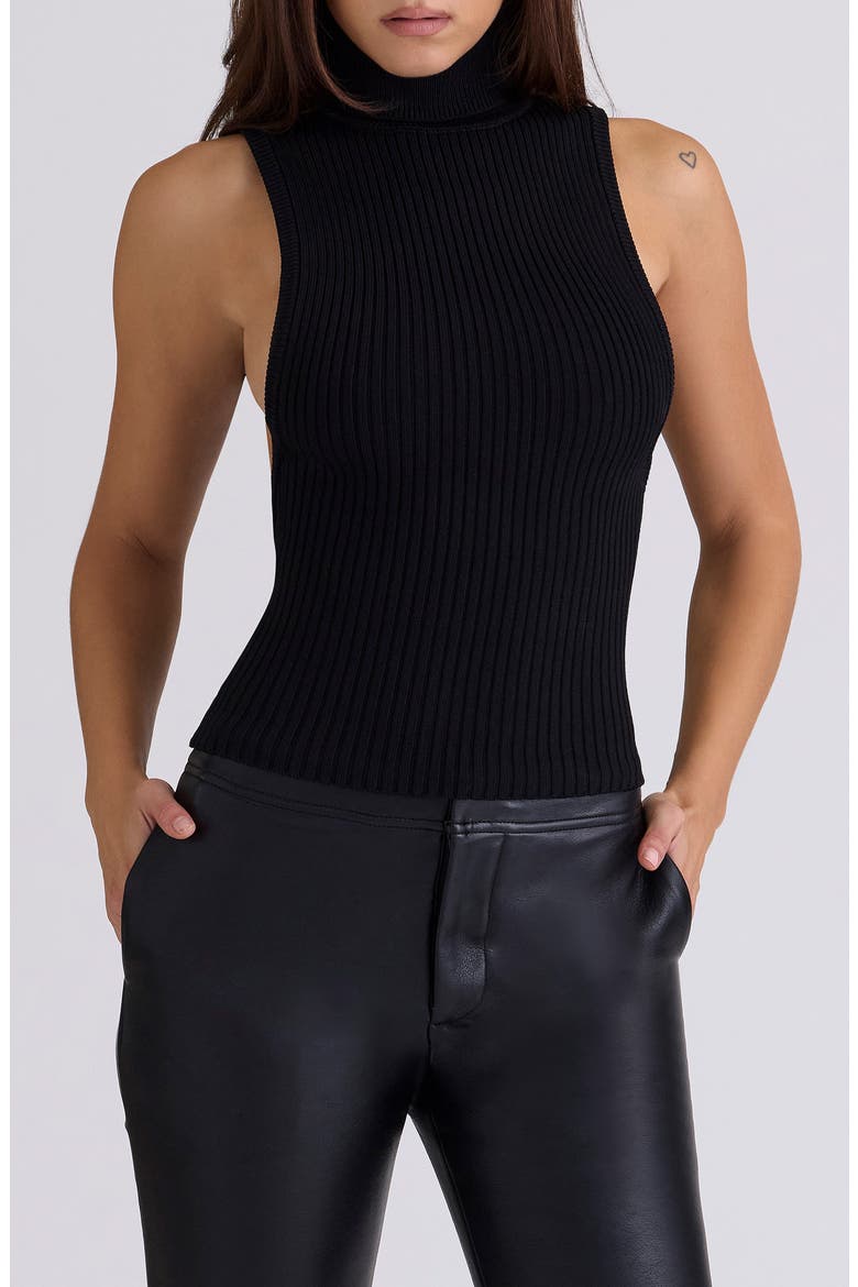 Dina Backless Rib Turtleneck Sweater, Main, color, BLACK
