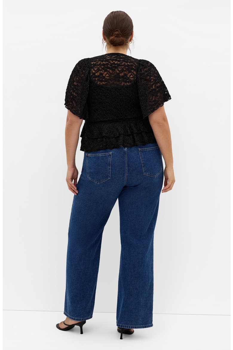 Lily Sheer Lace Crop Top, Alternate, color, BLACK