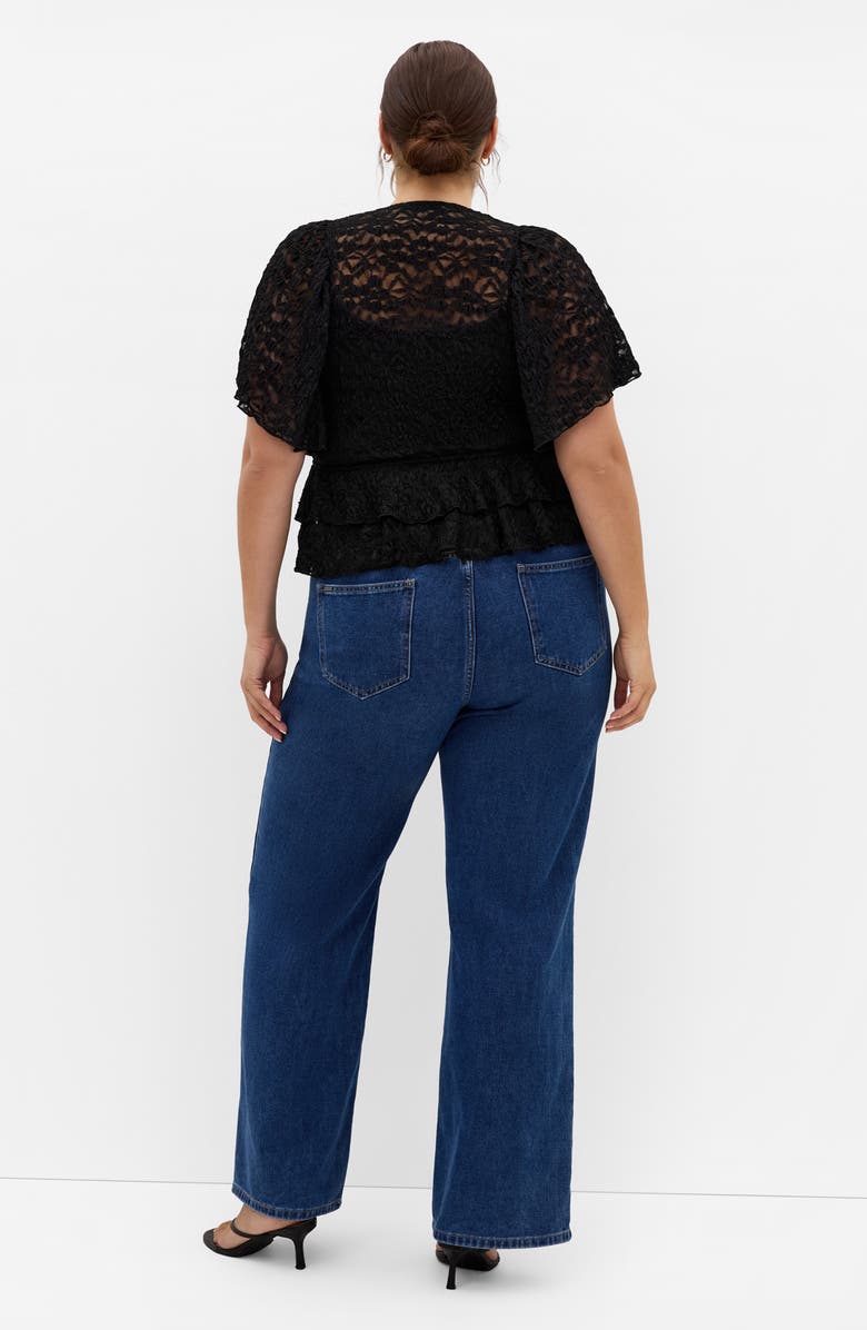 City Chic Lily Sheer Lace Crop Top, Alternate, color, Black