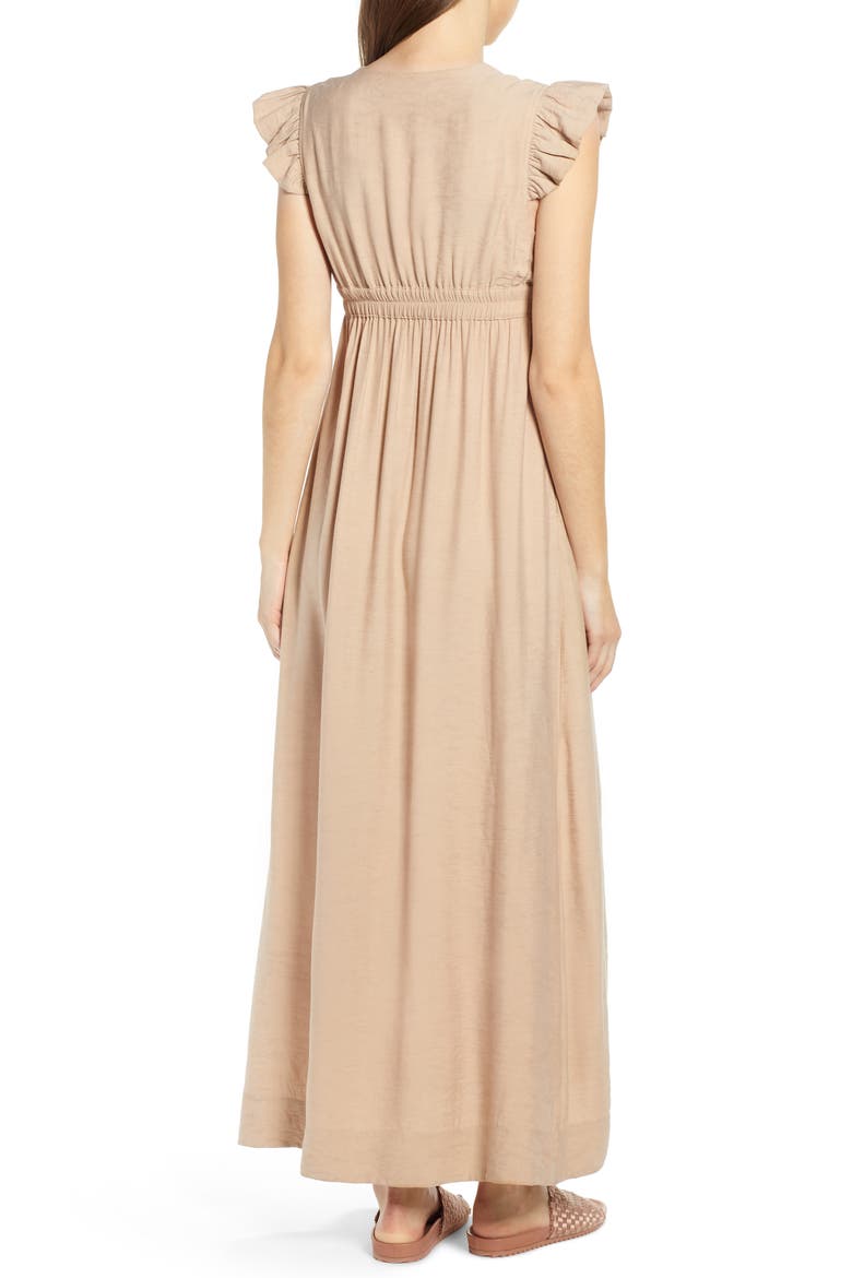 Flutter Sleeve Maxi Dress, Alternate, color, SABBIA