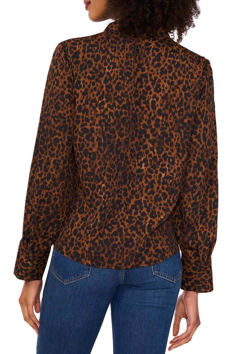 Leopard Print V-Neck Top, Alternate, color, CAMEL