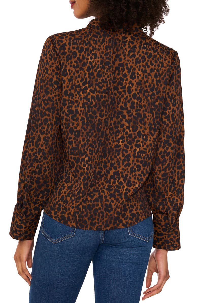 Vince Camuto Leopard Print V-Neck Top, Alternate, color, 