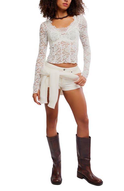 Free People All Night Sheer Floral Top In White