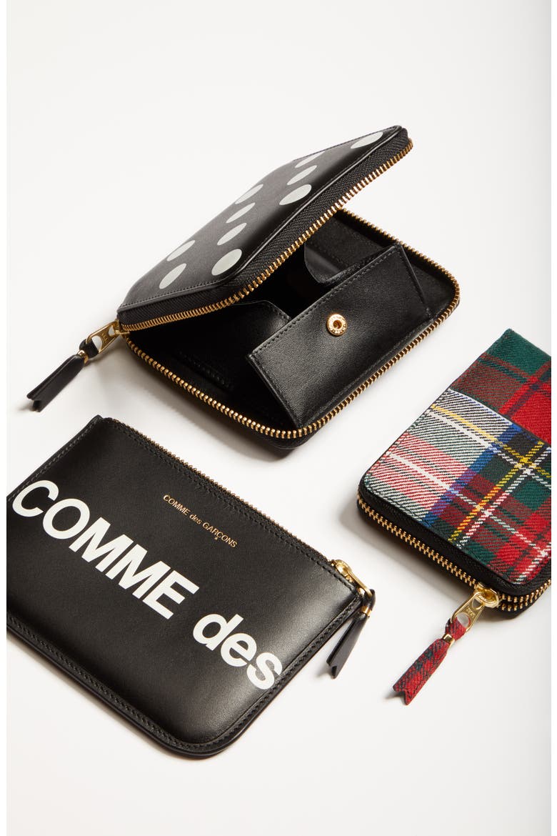 Dot Print Leather Wallet, Alternate, color, BLACK