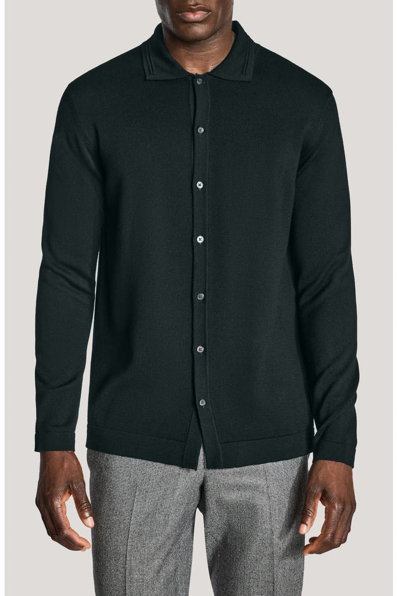 Long Sleeve Wool Button Down Shirt, Main, color, HUNTER GREEN