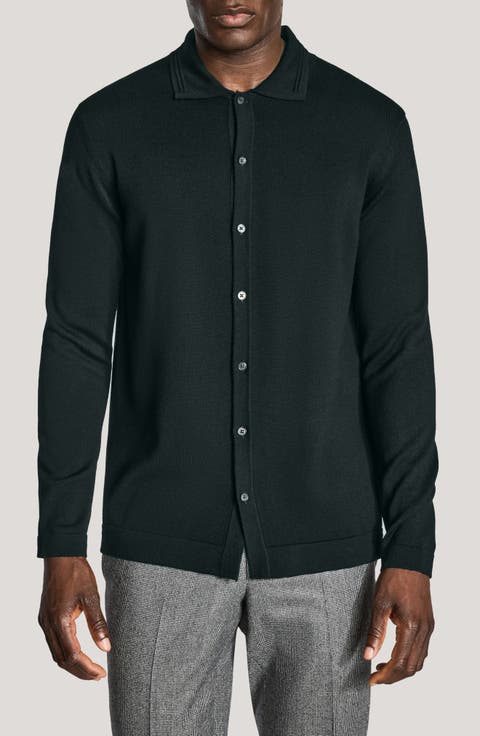 Long Sleeve Wool Button Down Shirt