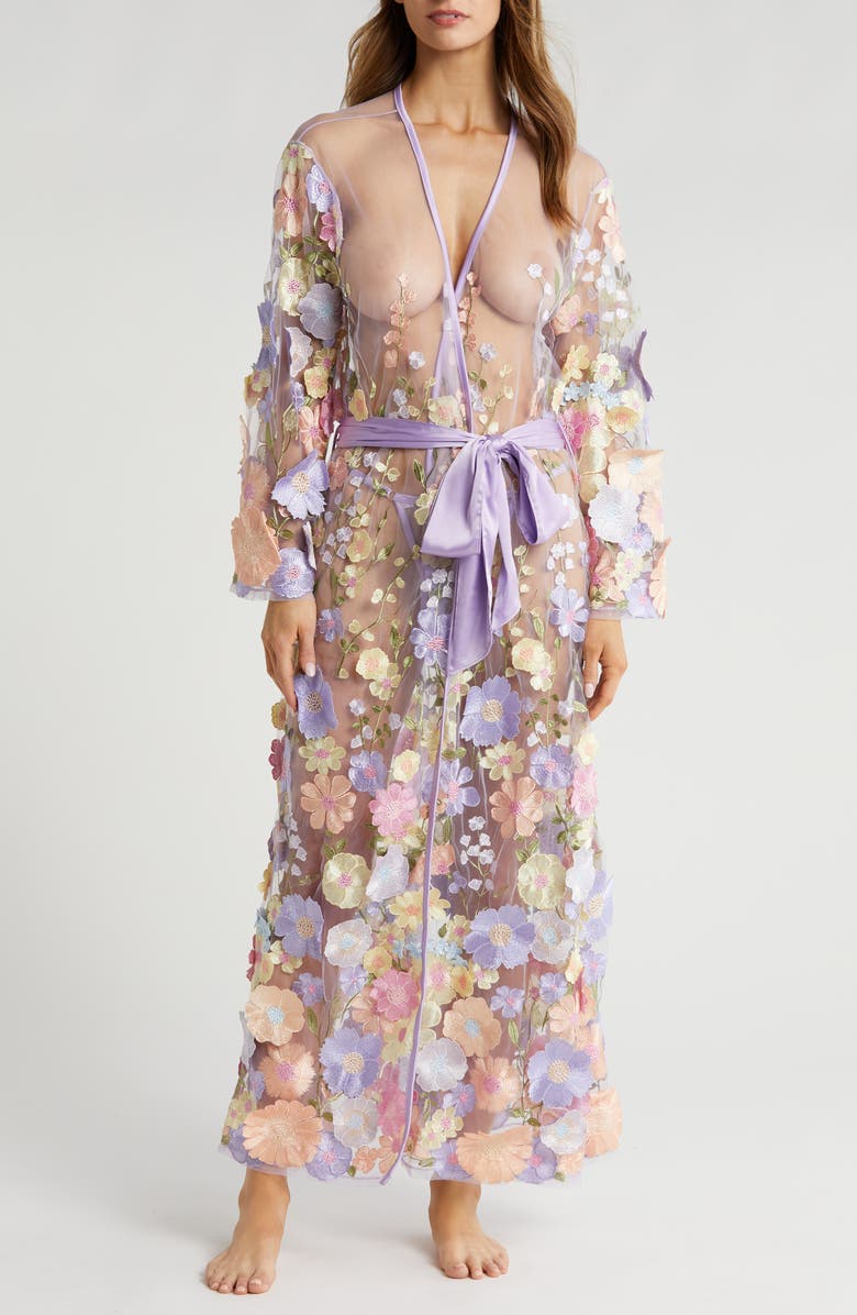 KILO BRAVA Floral Embroidered Maxi Robe, Main, color,