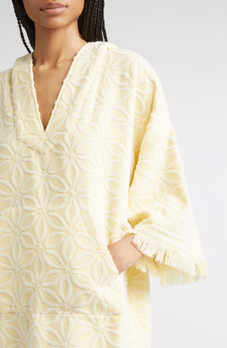Zimmermann Coco Jacquard Terry Cloth Hooded Dress, Alternate, color, Yellow/ Cream