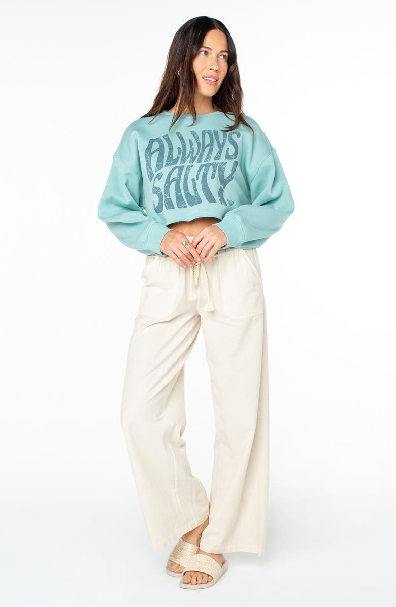 Roxy Morning Hike Graphic Crop Sweatshirt, Alternate, color, Aquifer Solid