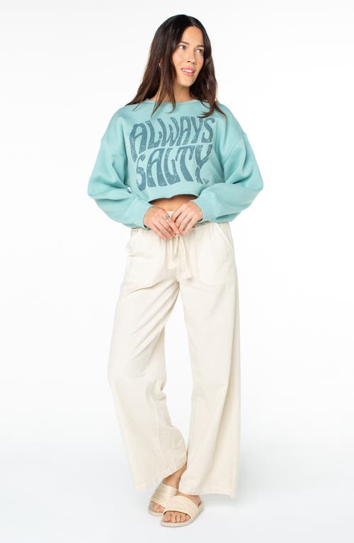 Roxy Morning Hike Graphic Crop Sweatshirt In Aquifer Solid