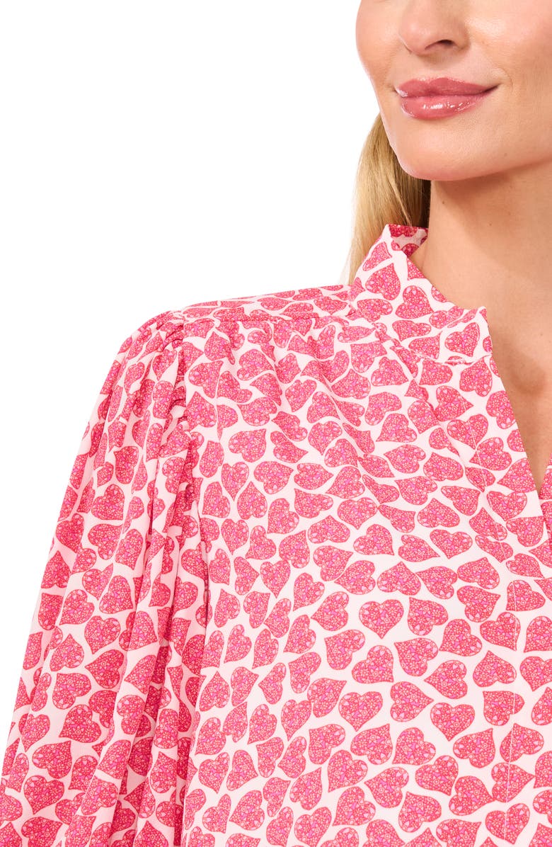 CeCe Print Pleat Sleeve Top, Alternate, color,