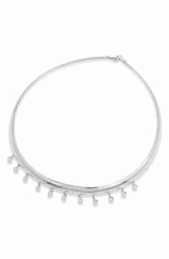 Bezel Cubic Zirconia Drop Omega Necklace