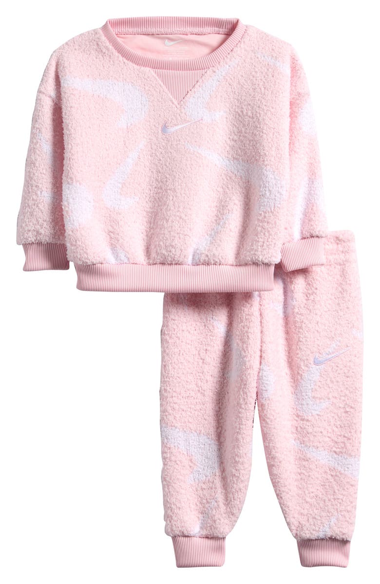 Nike Boucle Jacquard Sweatshirt & Joggers Set, Main, color, Pink Foam